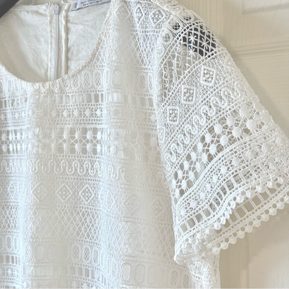 MANGO Elegant White Lace Dress - Picture 6 of 15